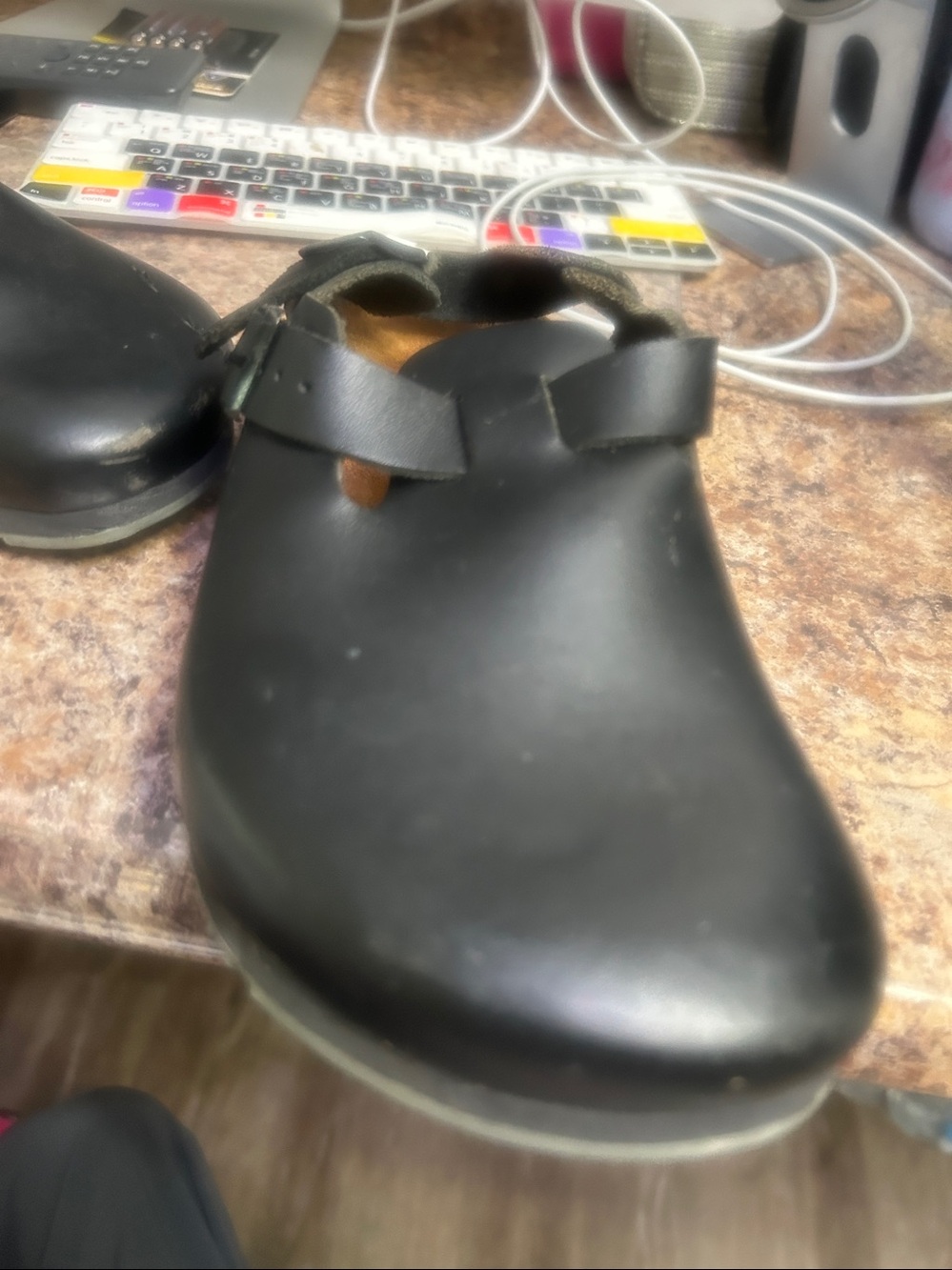 Black Leather Clog with Adjustable Buckles - Picture 11 of 11